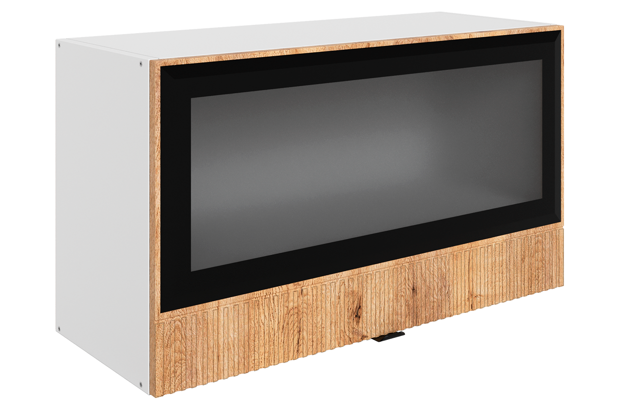 Бариста Шкаф навесной L800 Н450 (1 дв. рам.) (белый/дуб европейский матовый)