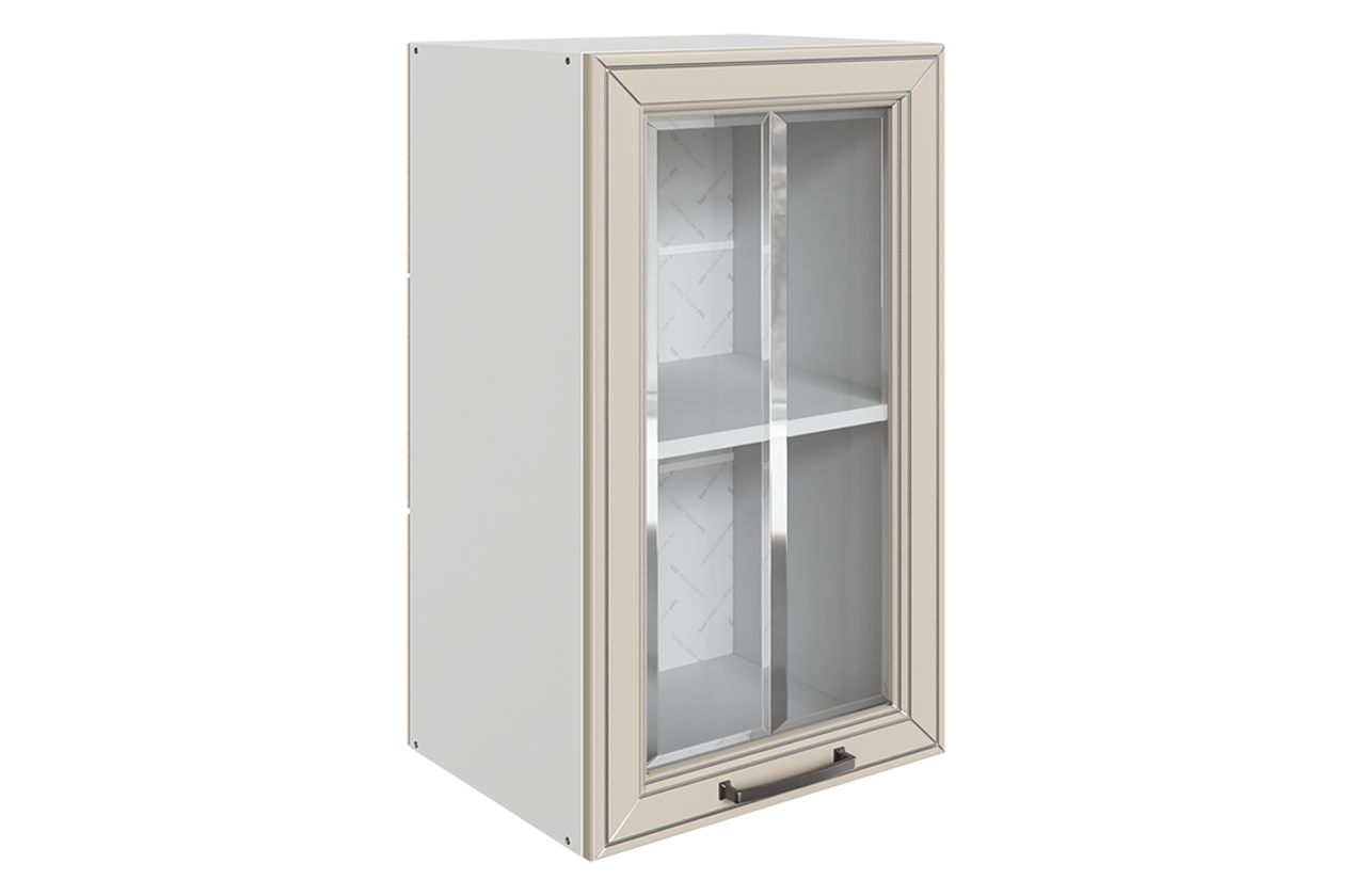 Атланта Шкаф навесной L400 Н720 (1 дв. рам.) (эмаль) (белый/сливки патина платина)