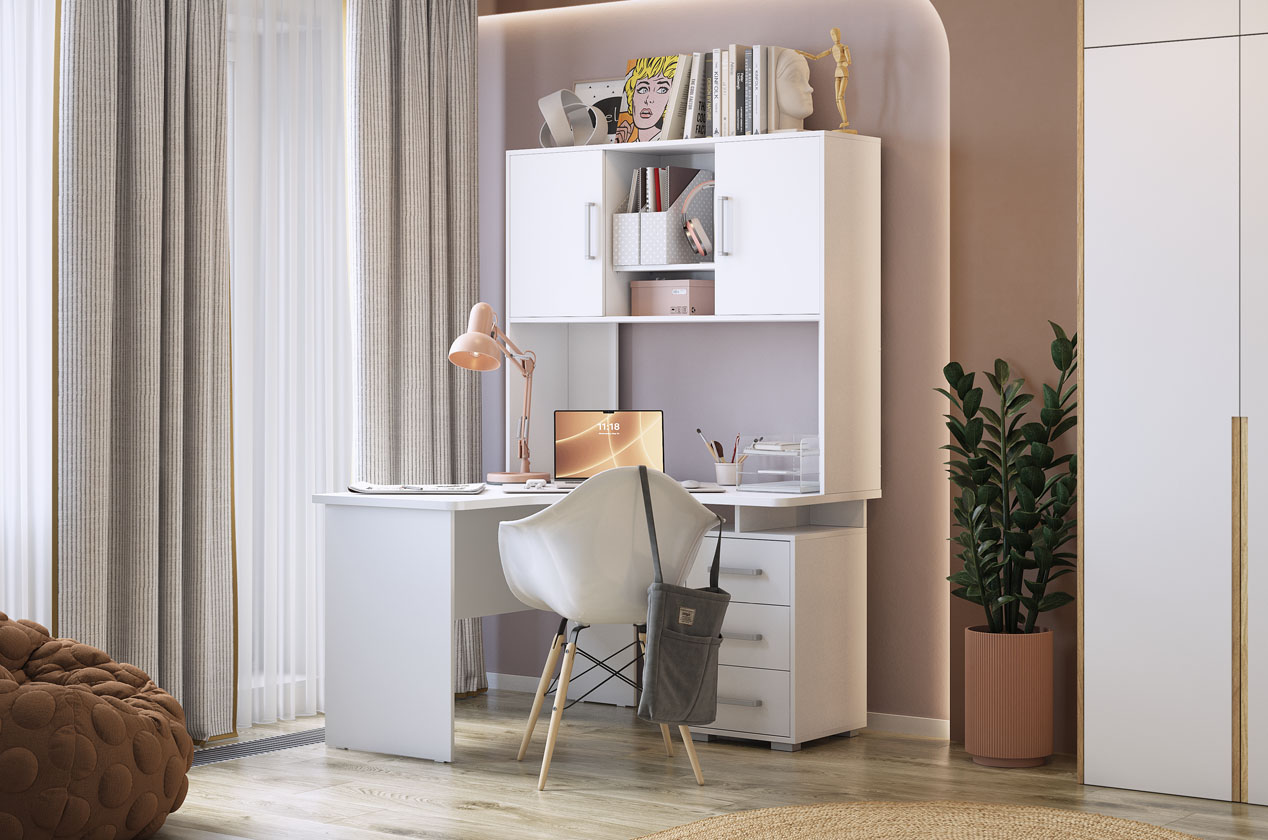 Стол компьютерный Лайт К6 (белый/белый)