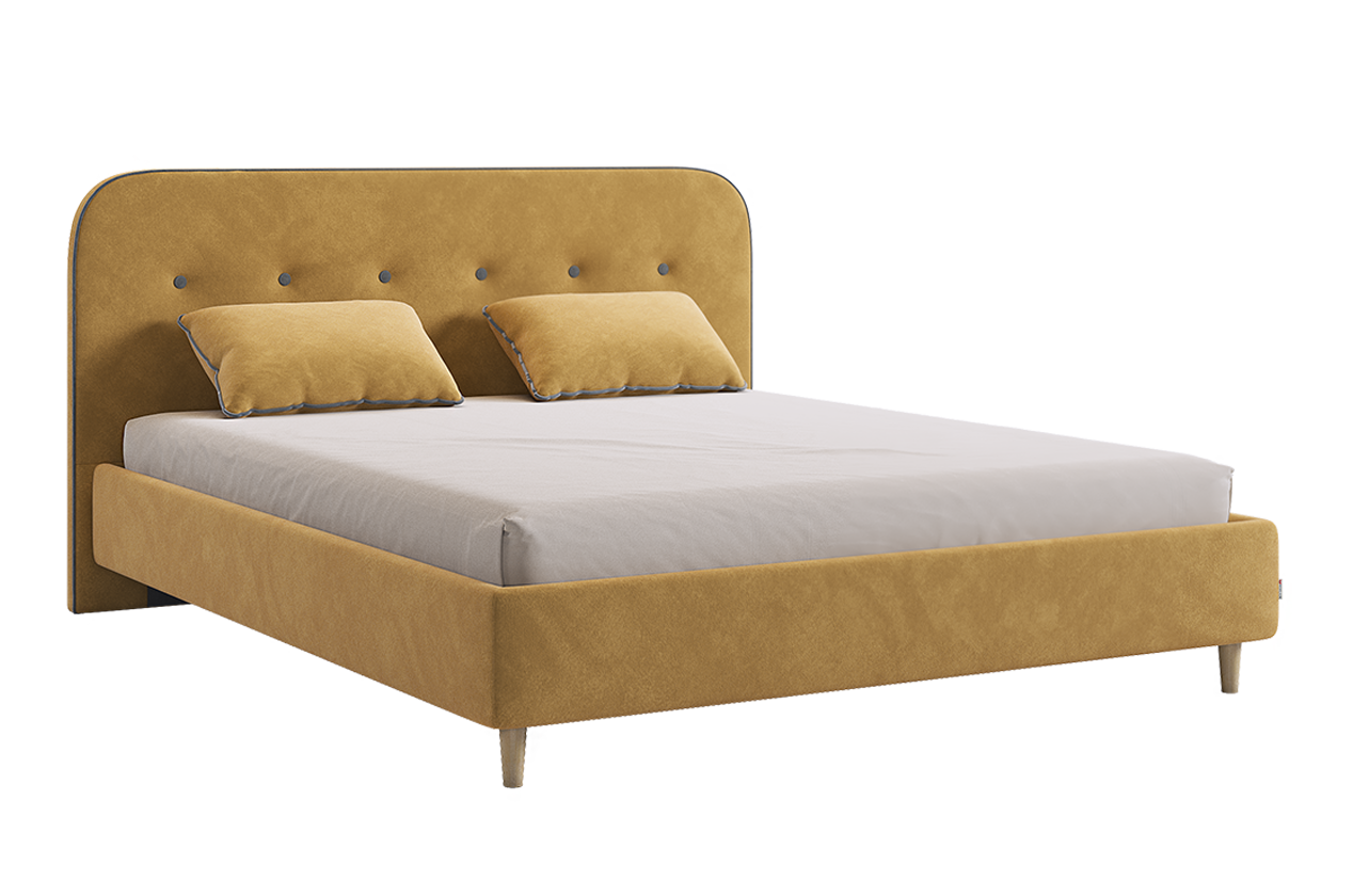 Кровать с основанием Лео 160х200 см (медовый (велюр)/графит (велюр))