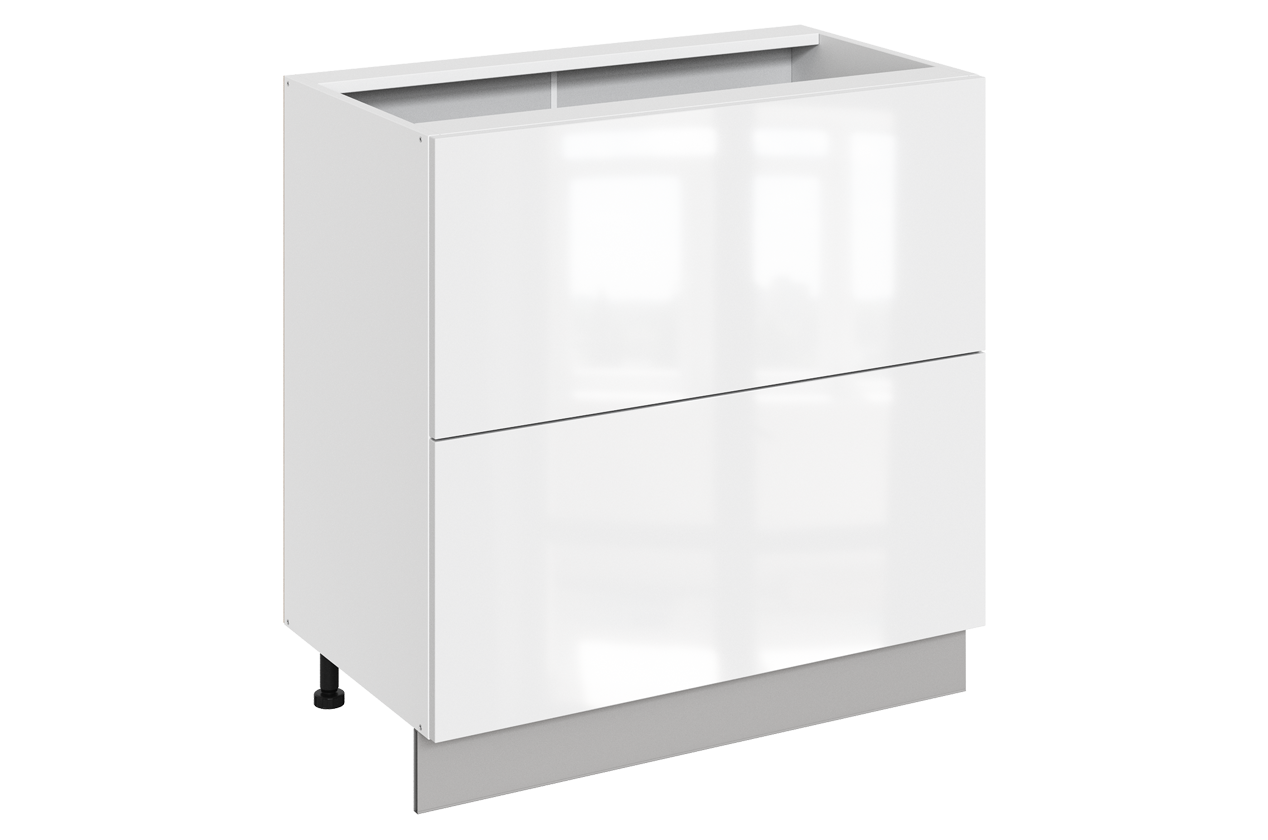 Кристи Шкаф рабочий L800 B500 Слим (2 ящ.) (эмаль) (белый/белый глянец)