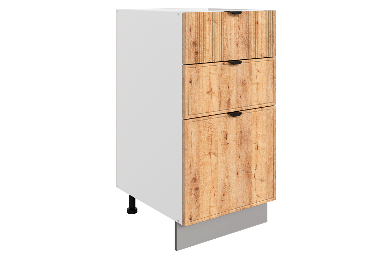 Бариста Шкаф рабочий L400 Старт (3 ящ.) (белый/дуб европейский матовый)