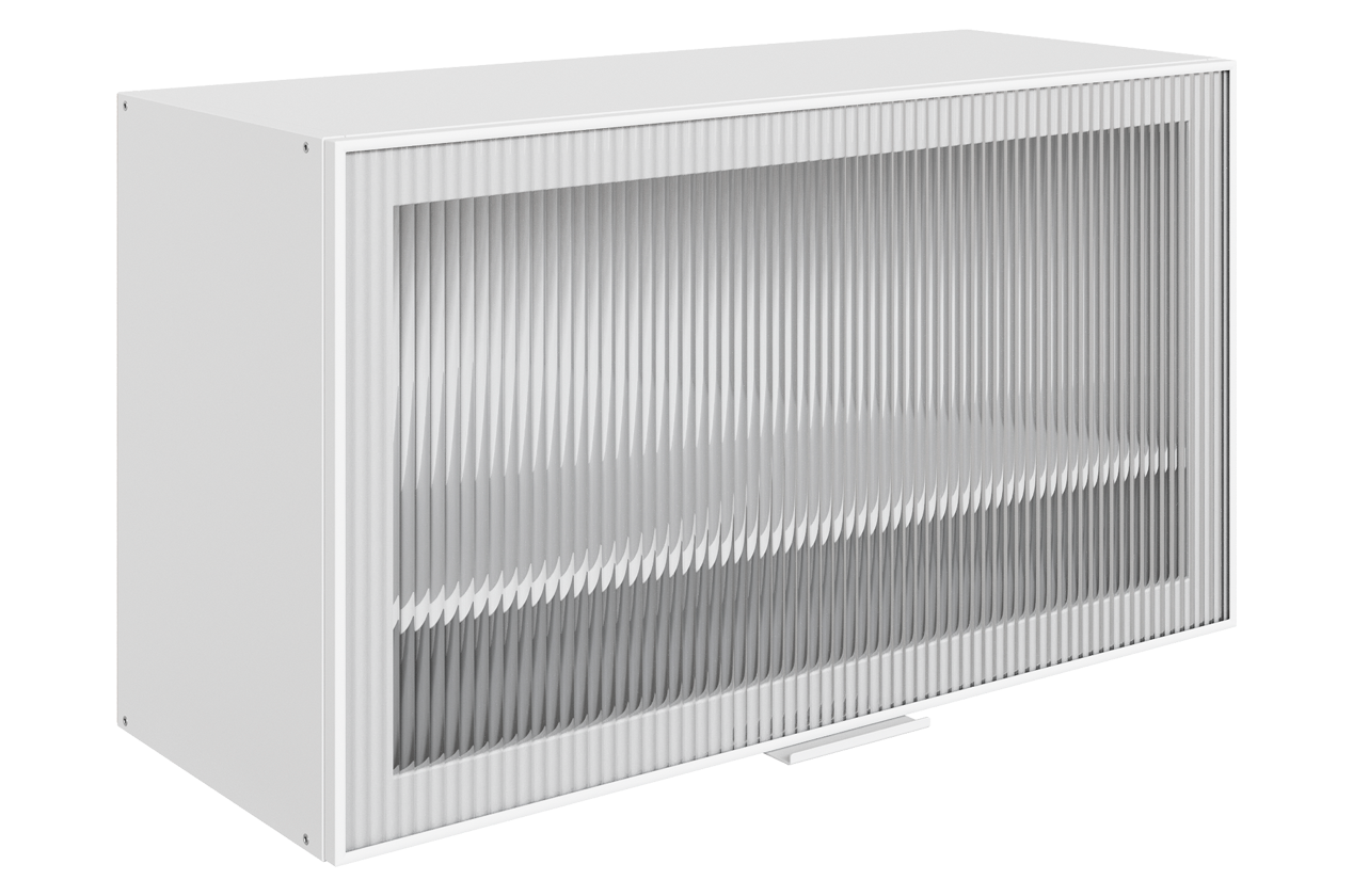 Алюм Шкаф навесной L800 Н450 (1 дв. рам.) (белый/белый муар/бесцветное мору)