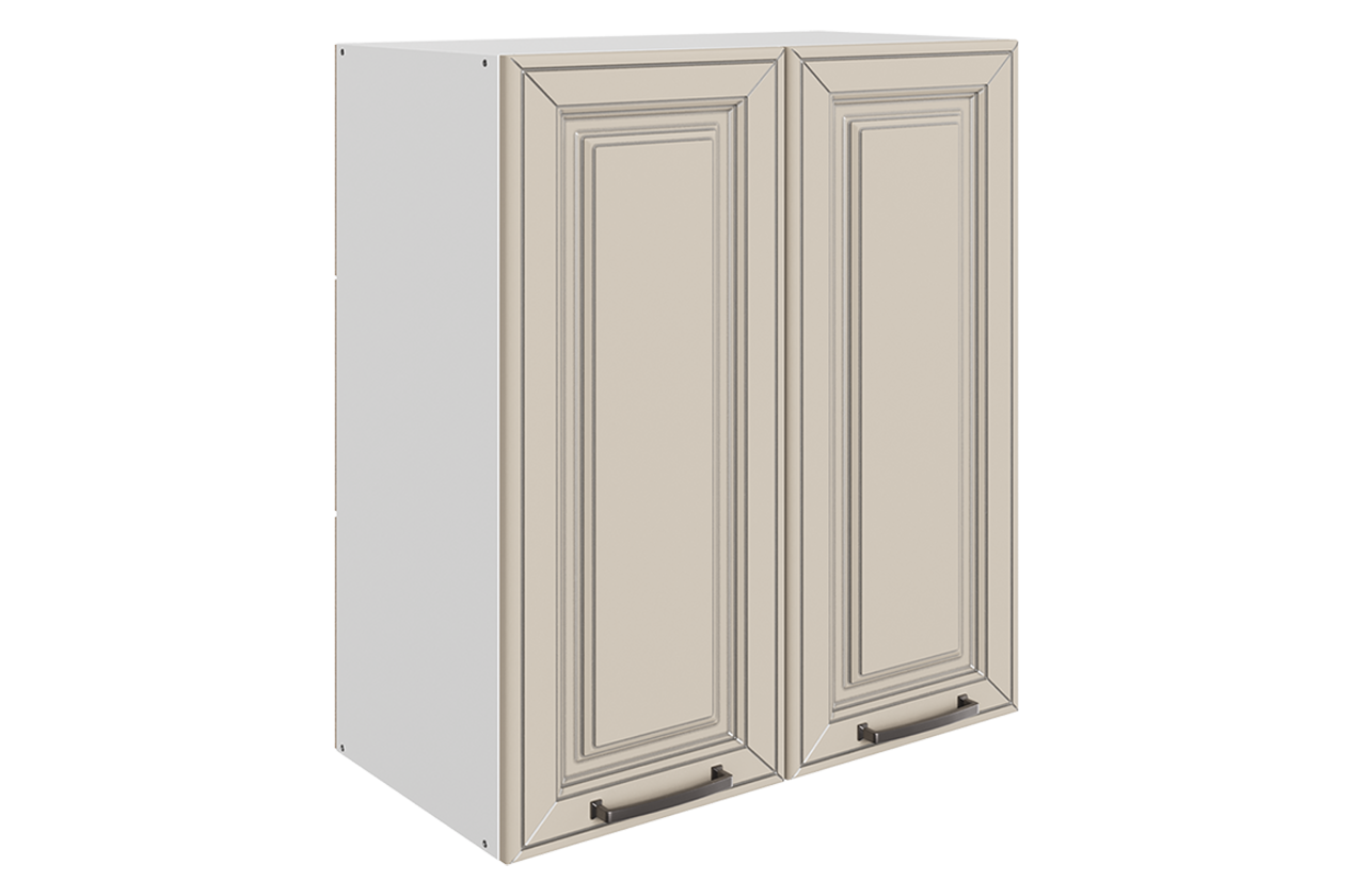 Атланта Шкаф навесной L600 Н720 (2 дв. гл.) (эмаль) (белый/сливки патина платина)