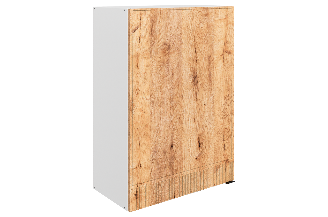 Бариста Шкаф навесной L600 Н900 (1 дв. гл.) (левый) (белый/дуб европейский матовый)