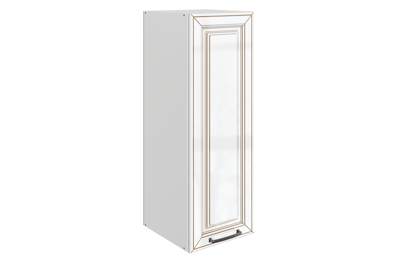 Атланта Шкаф навесной L300 Н900 (1 дв. гл.) (эмаль) (белый/белый глянец патина золото)