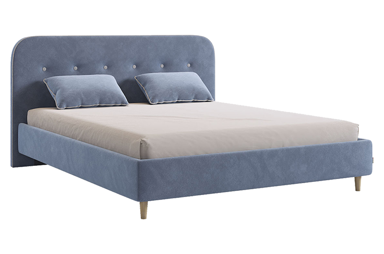 Кровать с основанием Лео 160х200 см (топаз (велюр)/галька (велюр))