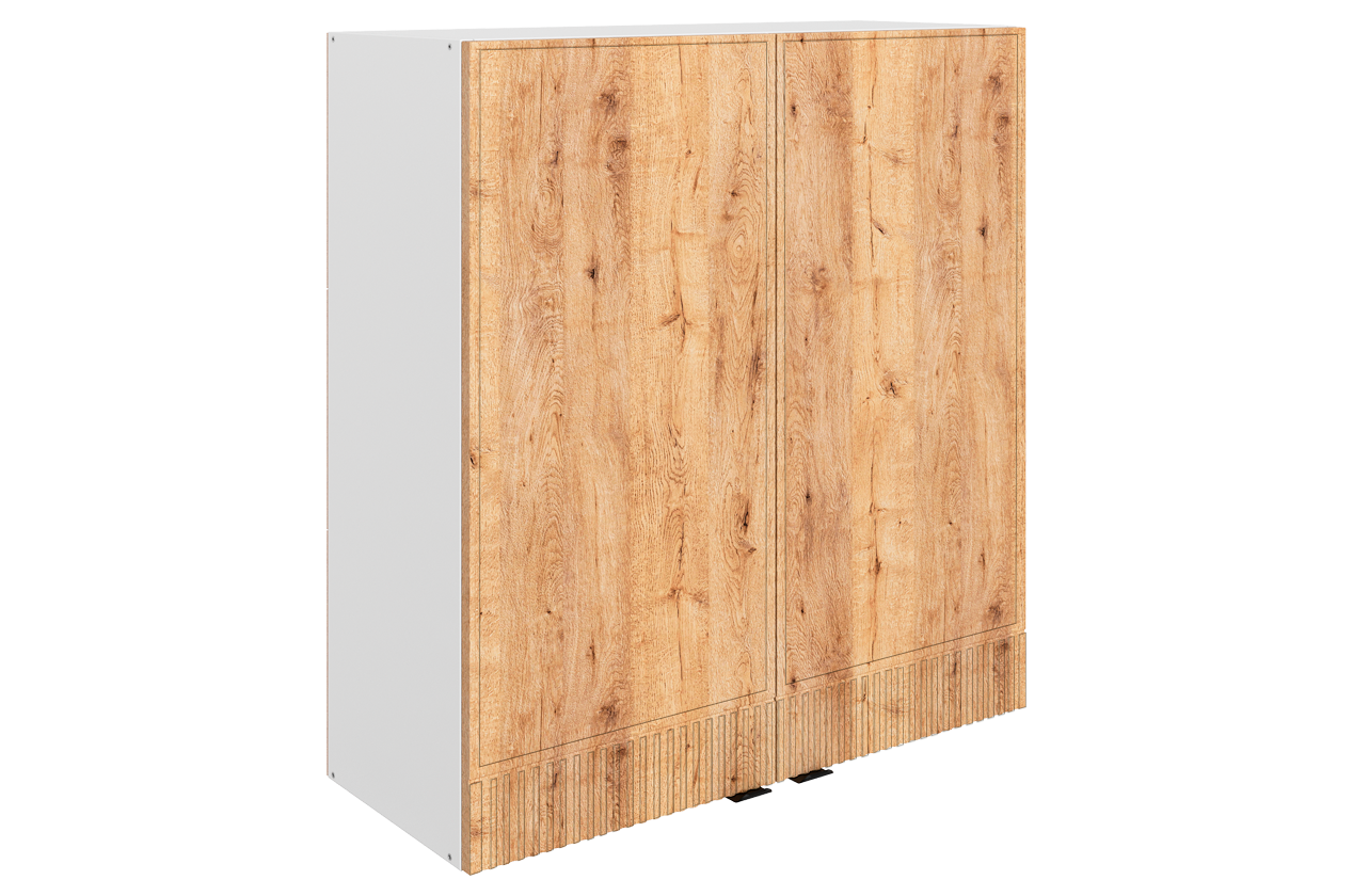 Бариста Шкаф навесной L800 Н900 (2 дв. гл.) (белый/дуб европейский матовый)