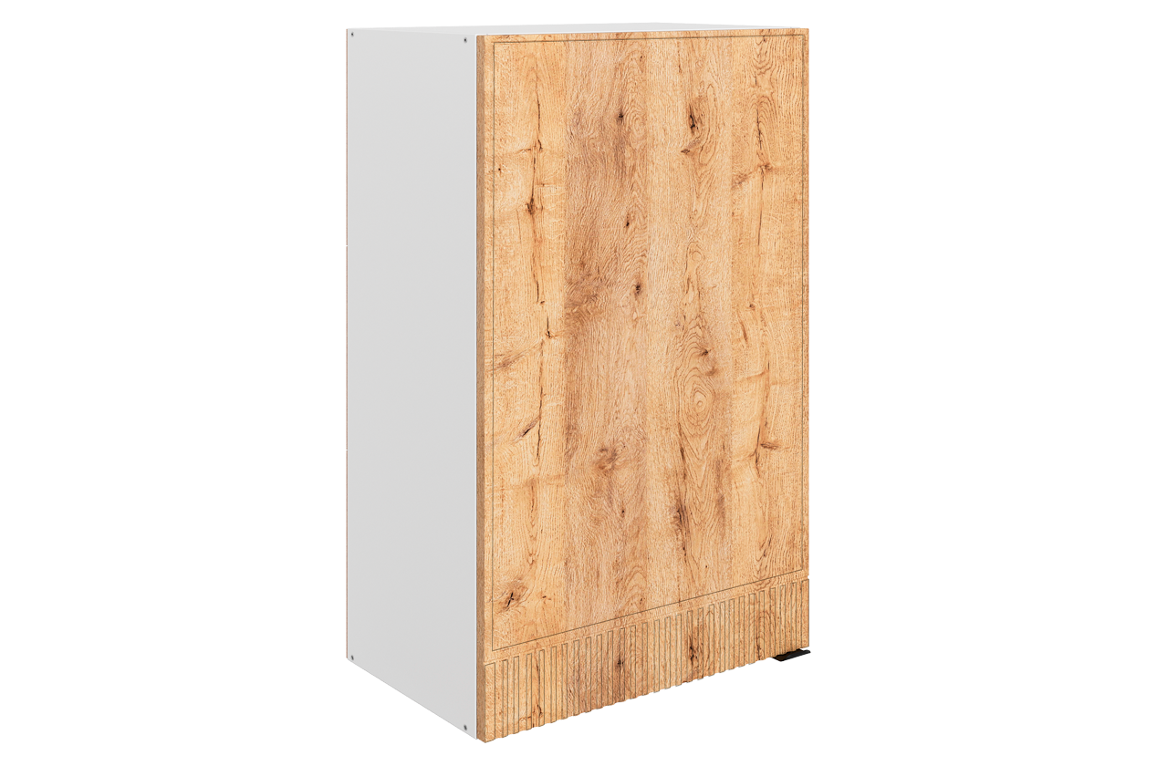 Бариста Шкаф навесной L500 Н900 (1 дв. гл.) (левый) (белый/дуб европейский матовый)