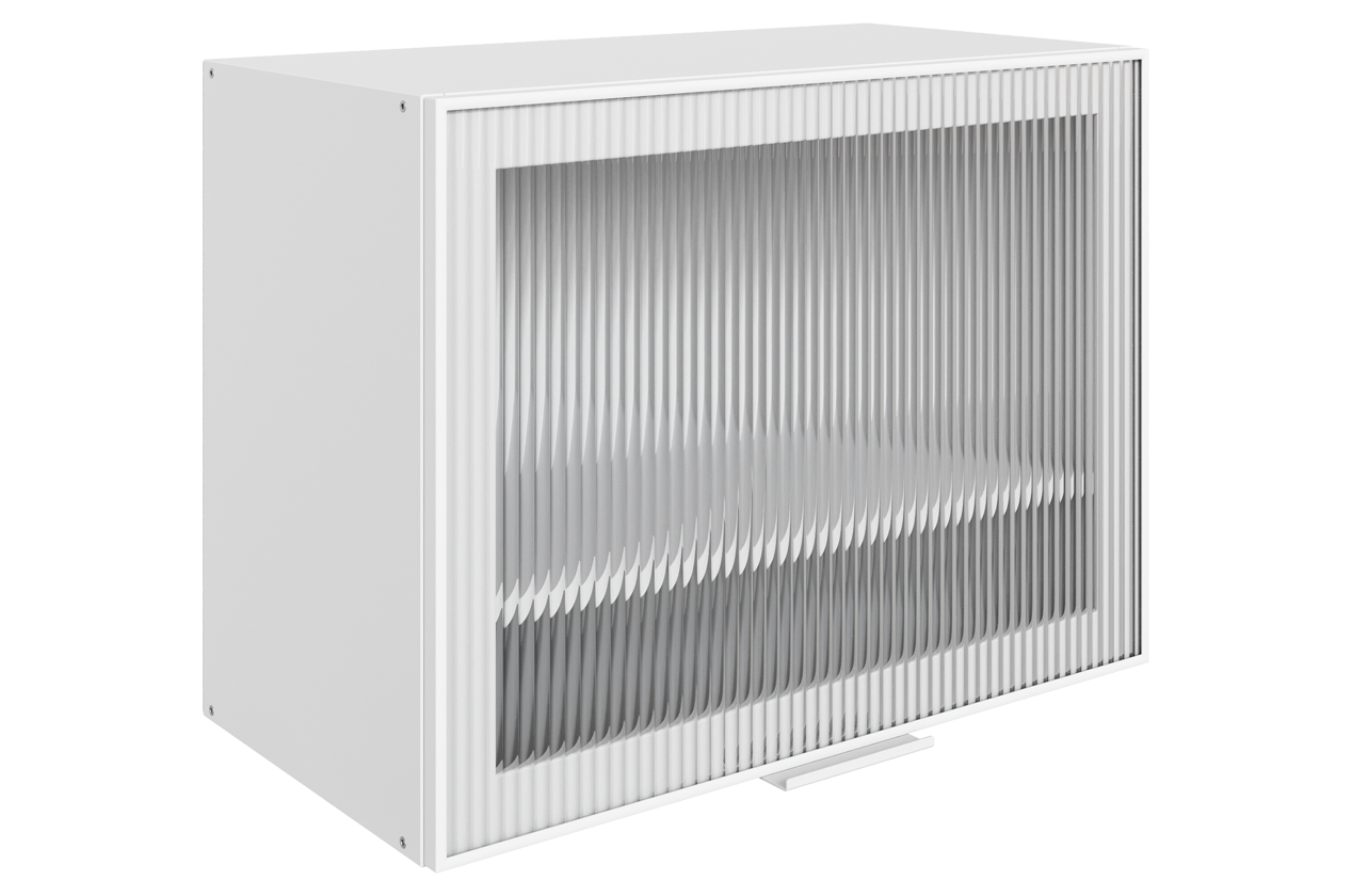 Алюм Шкаф навесной L600 Н450 (1 дв. рам.) (белый/белый муар/бесцветное мору)