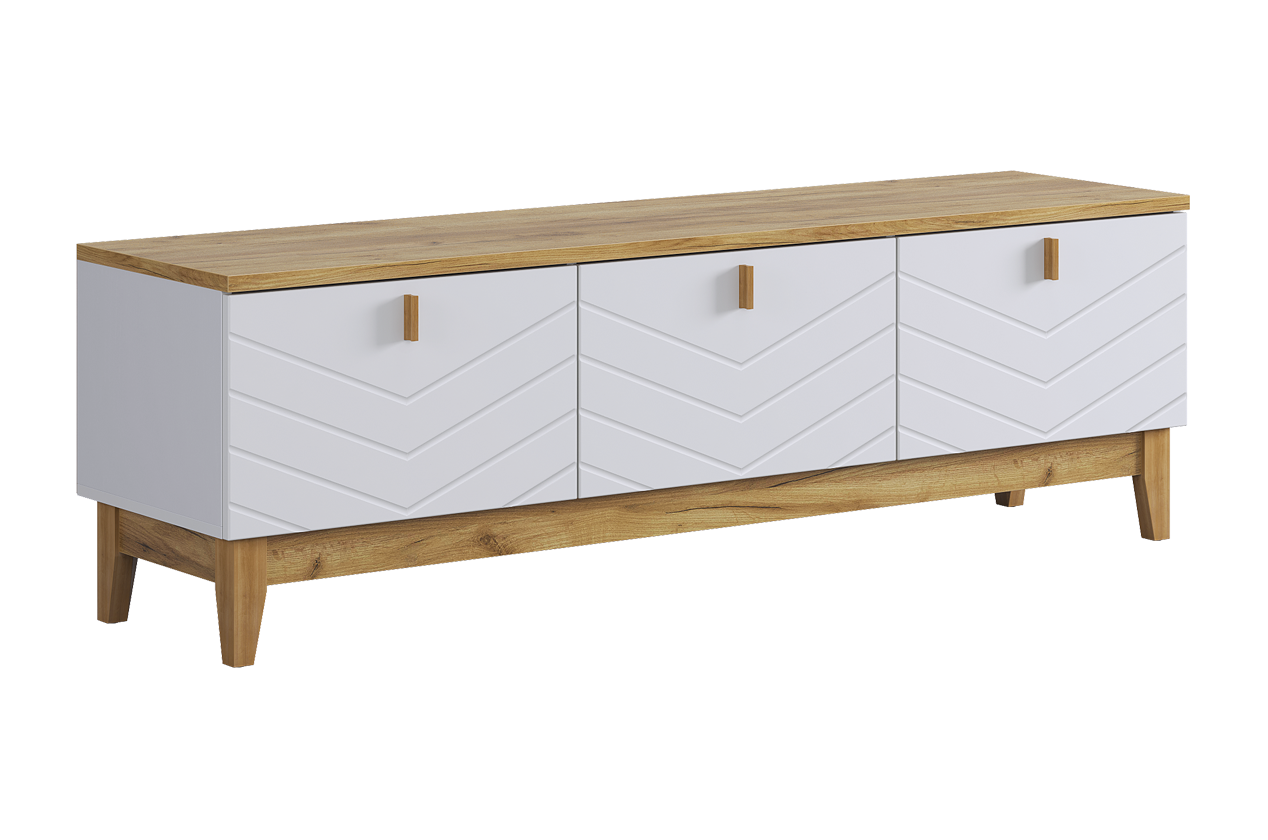 Тумба 2 Хюгге (белое дерево/дуб крафт золотой/белый матовый)