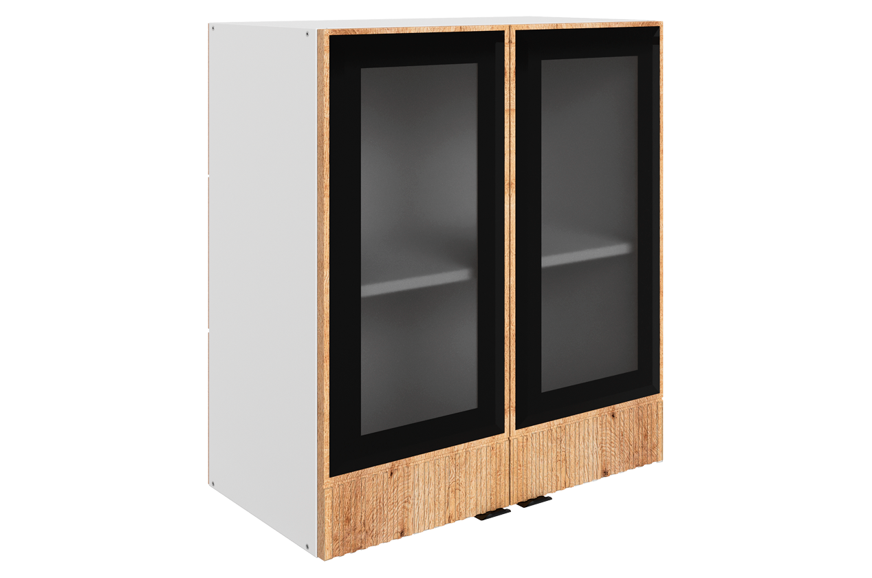 Бариста Шкаф навесной L600 Н720 (2 дв. рам.) (белый/дуб европейский матовый)