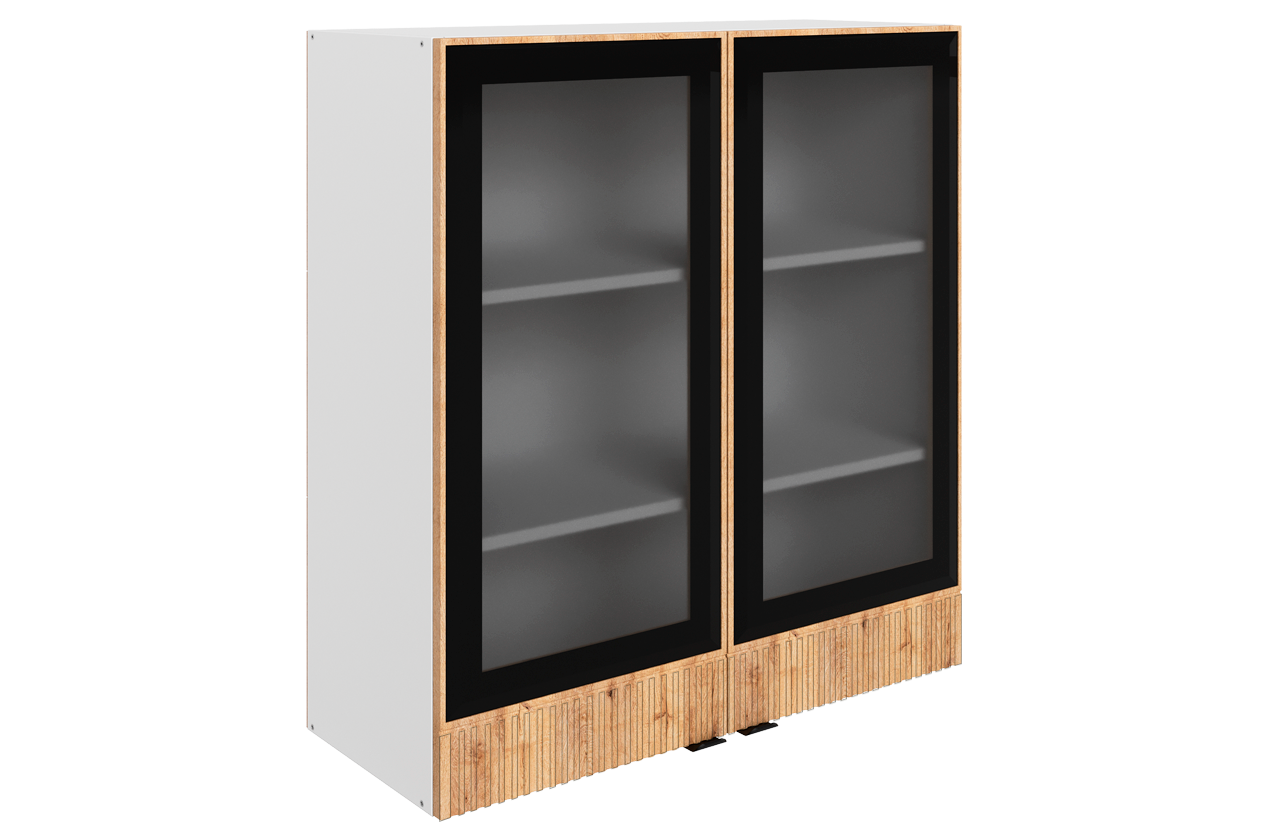 Бариста Шкаф навесной L800 Н900 (2 дв. рам.) (белый/дуб европейский матовый)