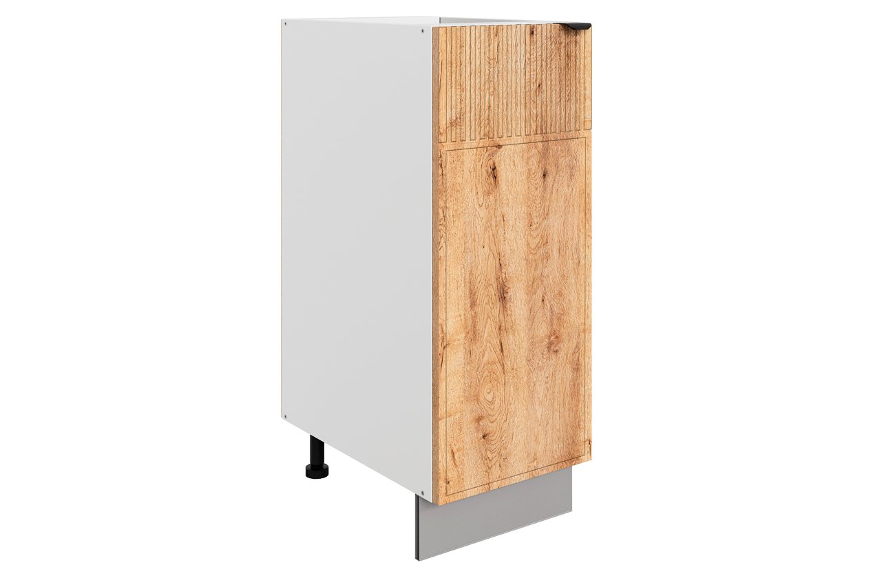 Бариста Шкаф рабочий L300 (1 дв. гл.) (правый) (белый/дуб европейский матовый)