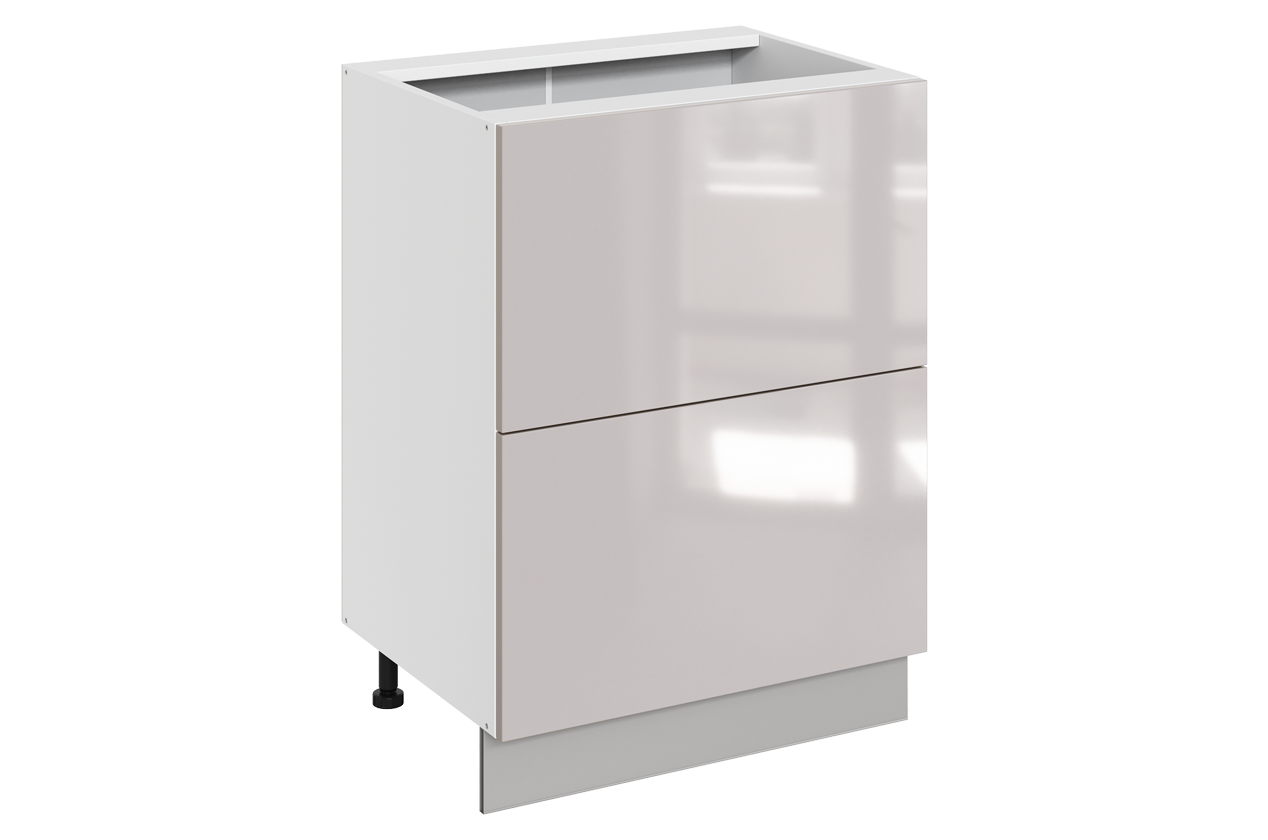 Кристи Шкаф рабочий L600 Старт (2 ящ.) (эмаль) (белый/дымчатый глянец)