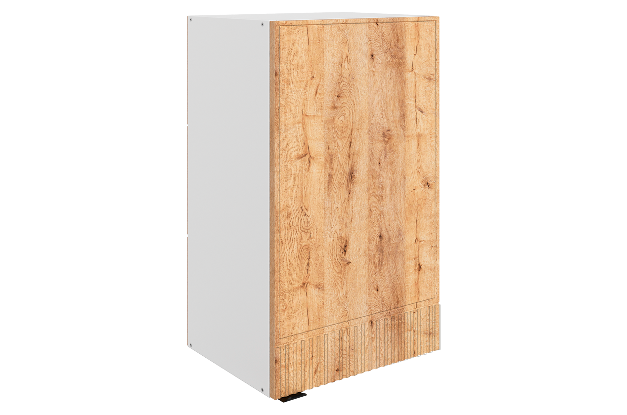 Бариста Шкаф навесной L400 Н720 (1 дв. гл.) (правый) (белый/дуб европейский матовый)