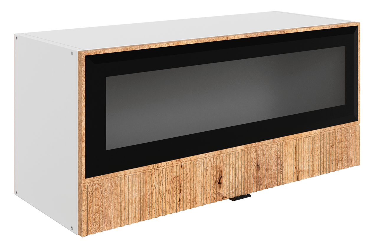 Бариста Шкаф навесной L800 Н360 (1 дв. рам.) (белый/дуб европейский матовый)