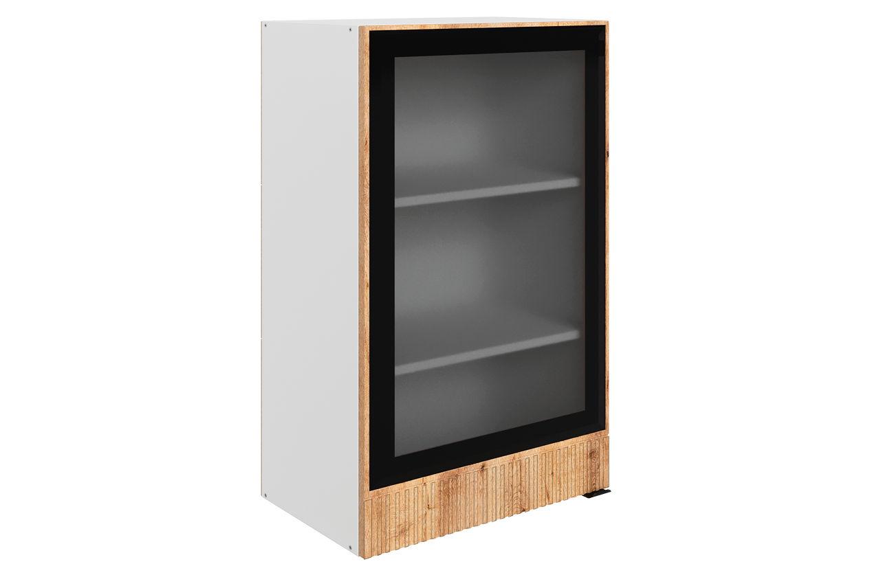 Бариста Шкаф навесной L500 Н900 (1 дв. рам.) (левый) (белый/дуб европейский матовый)
