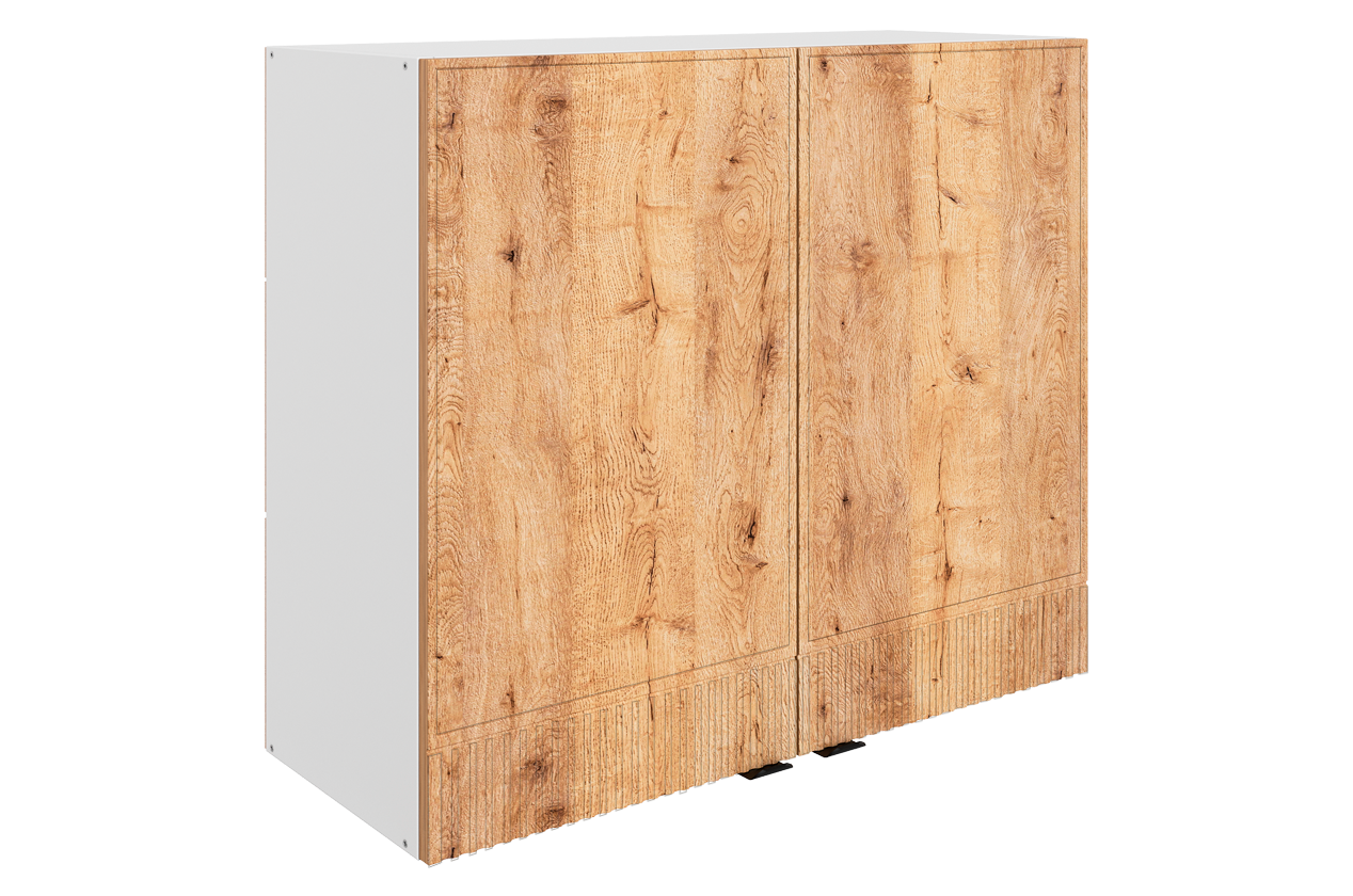 Бариста Шкаф навесной L800 Н720 (2 дв. гл.) (белый/дуб европейский матовый)