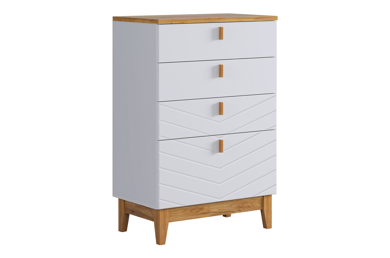 Комод Хюгге (белое дерево/дуб крафт золотой/белый матовый)