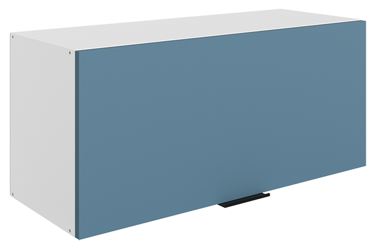 Стоун Шкаф навесной L800 Н360 (1 дв. гл.) (белый/изумруд софттач)