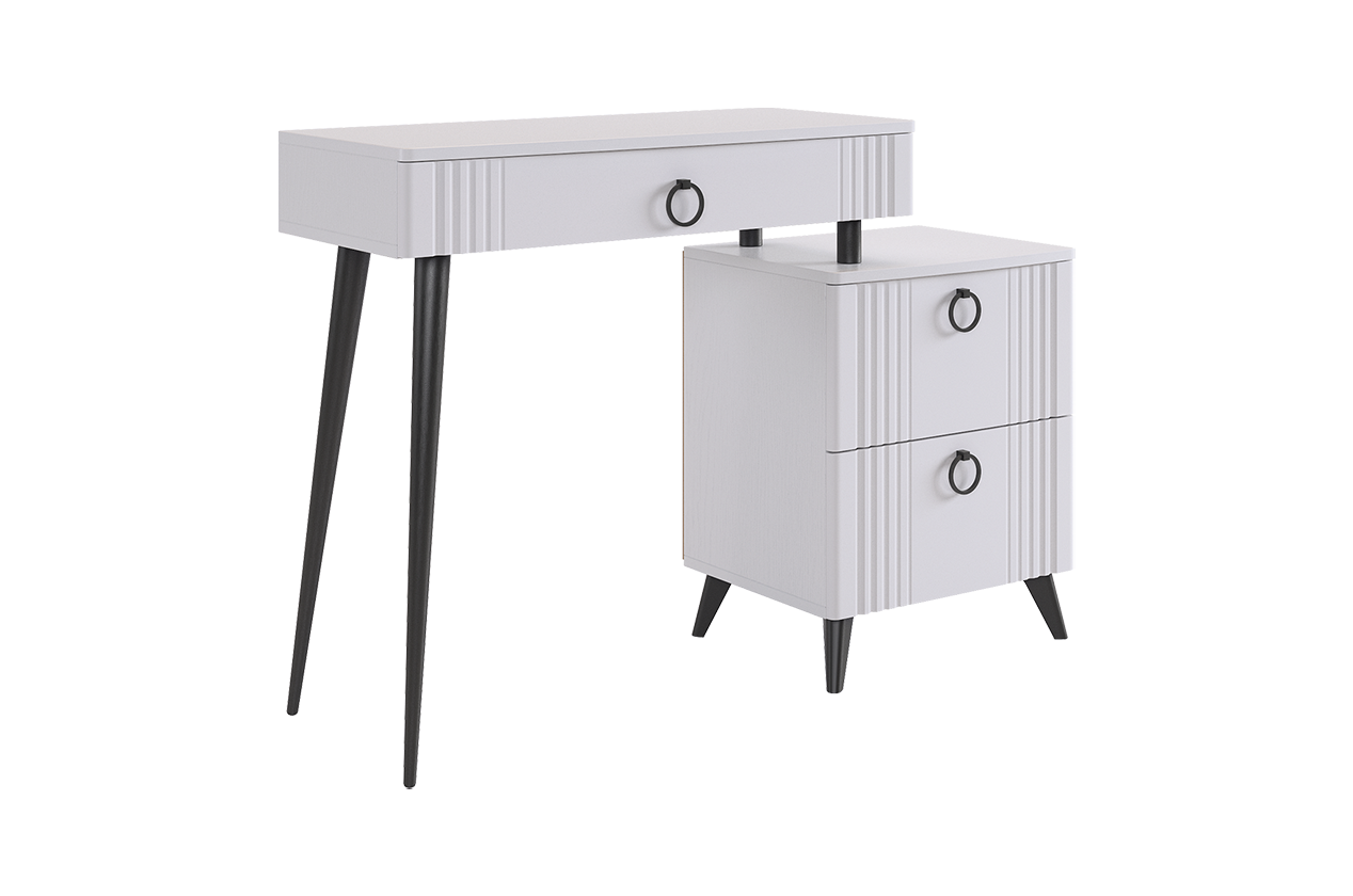 Ева Туалетный столик (без зеркала) (белое дерево/белый матовый)