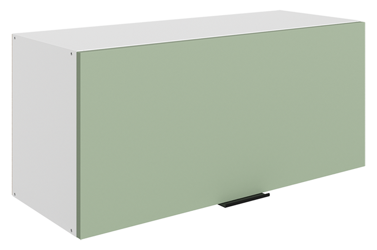 Стоун Шкаф навесной L800 Н360 (1 дв. гл.) (белый/полынь софттач)