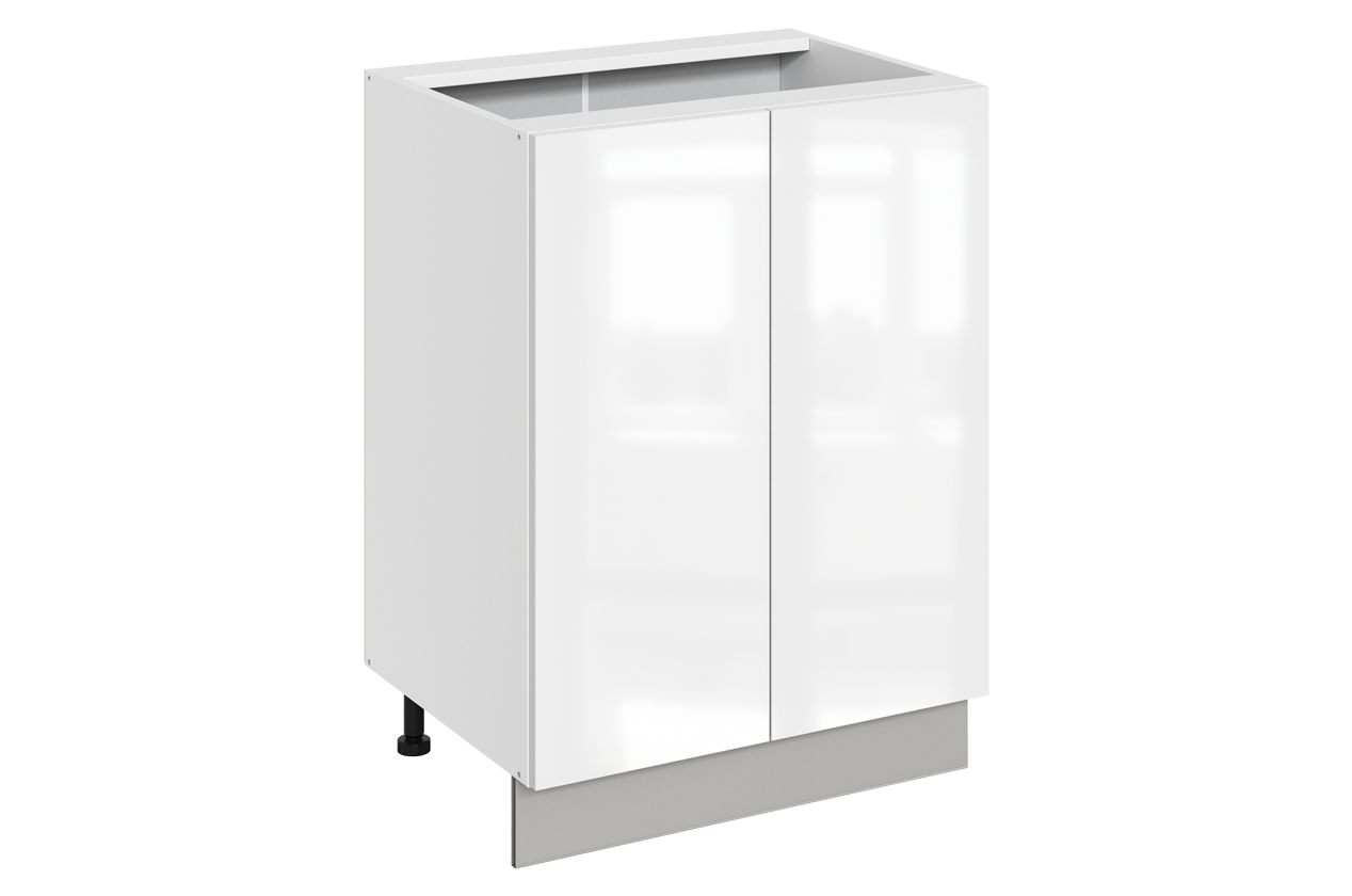 Кристи Шкаф рабочий L600 B500 (2 дв. гл.) (эмаль) (белый/белый глянец)