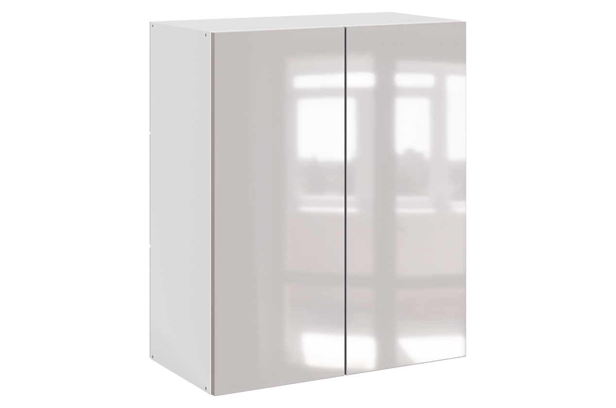 Кристи Шкаф навесной L600 Н720 (2 дв. гл.) (эмаль) (белый/дымчатый глянец)