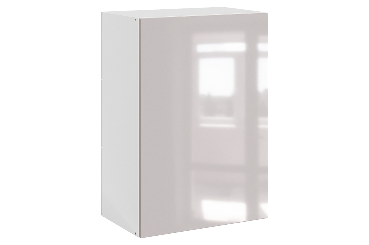 Кристи Шкаф навесной L500 Н720 (1 дв. гл.) (эмаль) (белый/дымчатый глянец)