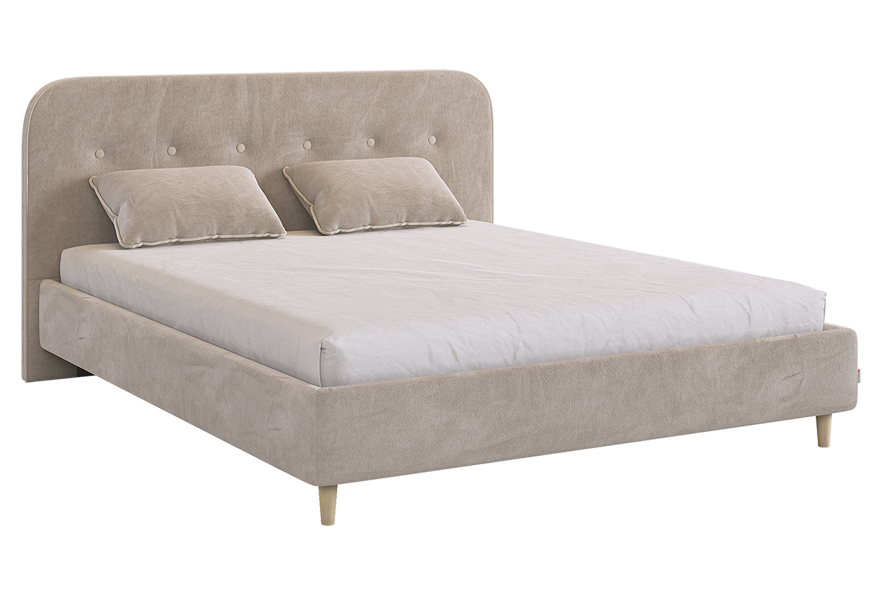 Кровать с основанием Лео 160х200 см (латте (велюр)/капучино (велюр))