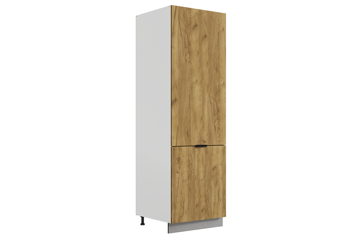 Стоун Шкаф-пенал L600 под холодильник (2 дв.гл.) (белый/акация светлая)