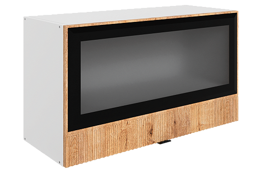 Бариста Шкаф навесной L800 Н450 (1 дв. рам.) (белый/дуб европейский матовый)