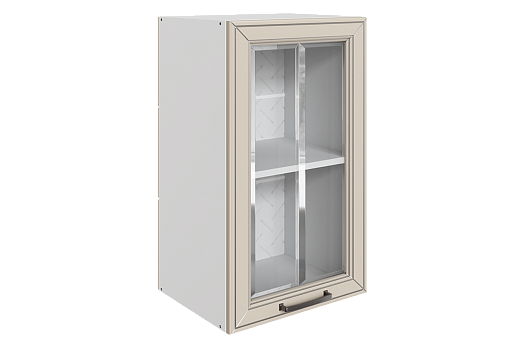 Атланта Шкаф навесной L400 Н720 (1 дв. рам.) (эмаль) (белый/сливки патина платина)