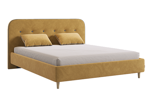 Кровать с основанием Лео 160х200 см (медовый (велюр)/графит (велюр))