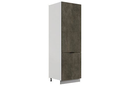 Стоун Шкаф-пенал L600 под холодильник (2 дв.гл.) (белый/камень темно-серый)