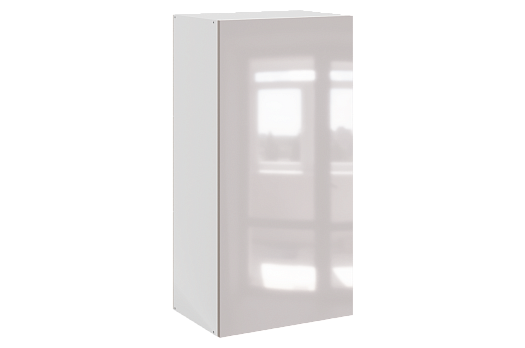 Кристи Шкаф навесной L450 Н900 (1 дв. гл.) (эмаль) (белый/дымчатый глянец)