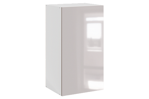 Кристи Шкаф навесной L400 Н720 (1 дв. гл.) (эмаль) (белый/дымчатый глянец)