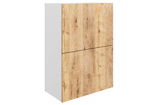 Марта Шкаф навесной L600 Н900 (2 дв. гл. гориз.) (белый/дуб европейский матовый)