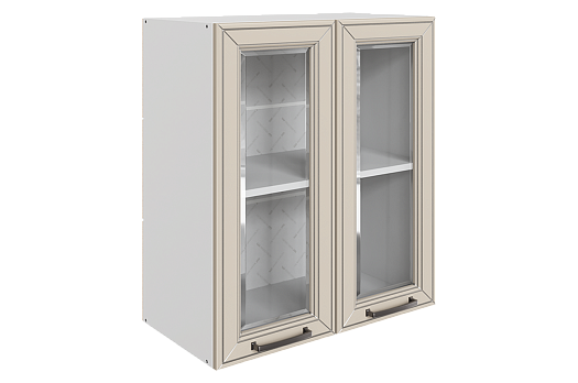 Атланта Шкаф навесной L600 Н720 (2 дв. рам.) (эмаль) (белый/сливки патина платина)