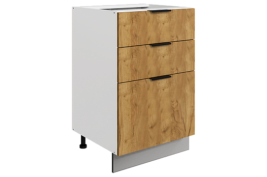 Стоун Шкаф рабочий L500 B500 Слим ( 3 ящ.) (белый/акация светлая)