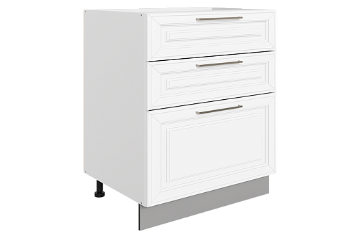 Мишель Шкаф рабочий L600 B500 Слим (3 ящ.) (эмаль) (белый/белый)