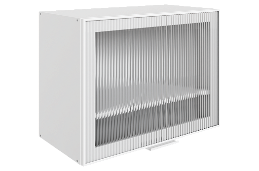 Алюм Шкаф навесной L600 Н450 (1 дв. рам.) (белый/белый муар/бесцветное мору)