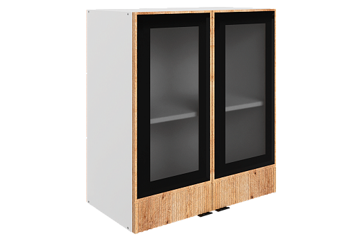 Бариста Шкаф навесной L600 Н720 (2 дв. рам.) (белый/дуб европейский матовый)