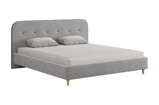 Кровать с основанием Лео 180х200 см (галька (велюр)/графит (велюр))