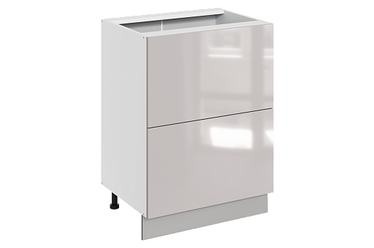 Кристи Шкаф рабочий L600 Старт (2 ящ.) (эмаль) (белый/дымчатый глянец)