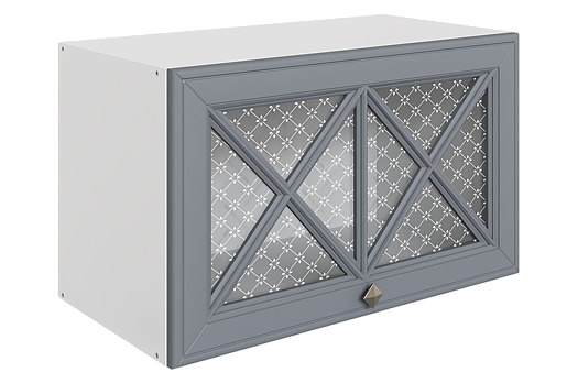 Мишель Шкаф навесной L600 Н360 (1 дв. крест.) (эмаль) (белый/серый)