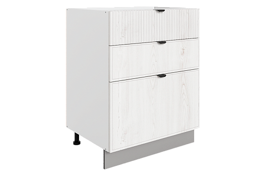 Бариста Шкаф рабочий L600 B500 Слим (3 ящ.) (белый/дуб белый матовый)