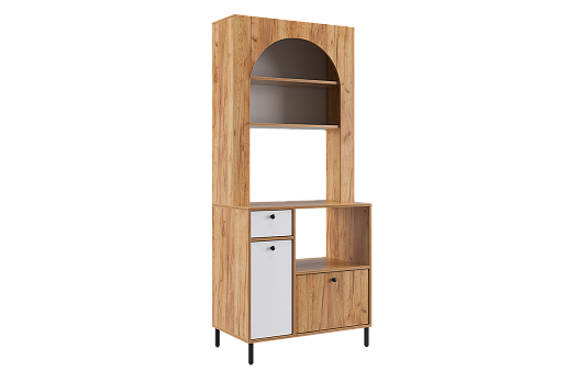 Шкаф комбинированный Студио 2 (дуб крафт золотой/белое дерево)