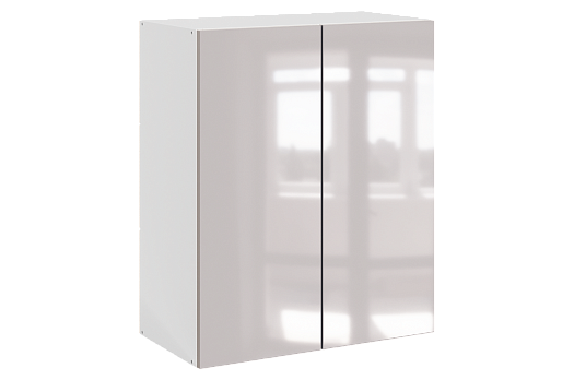 Кристи Шкаф навесной L600 Н720 (2 дв. гл.) (эмаль) (белый/дымчатый глянец)